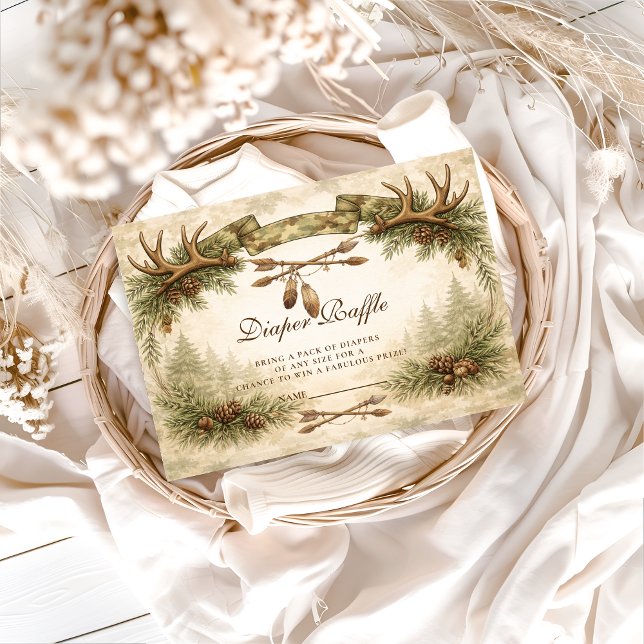 Carte D'accompagnement Little Hunter Antler Woodland Diapper Raffle (Créateur téléchargé)