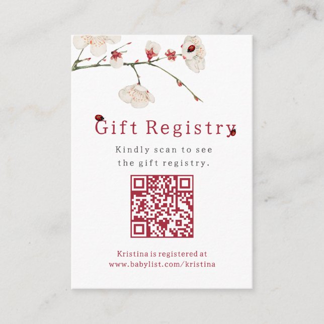 Carte D'accompagnement Little Ladybug Elegant Baby shower de registre des (Devant)