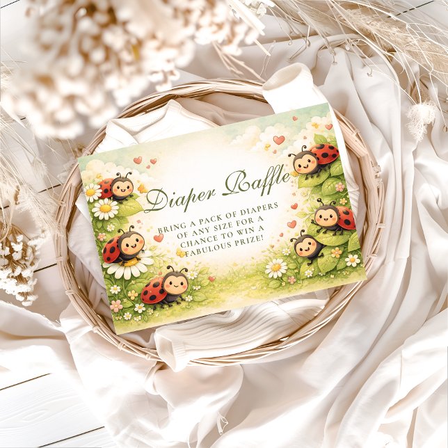 Carte D'accompagnement Little Ladybug Garden Celebration Diapper Raffle (Créateur téléchargé)