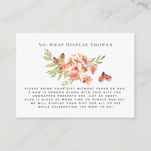 Carte D'accompagnement Little Ladybugs | Pas d'insertion de douche d'affi (Devant)