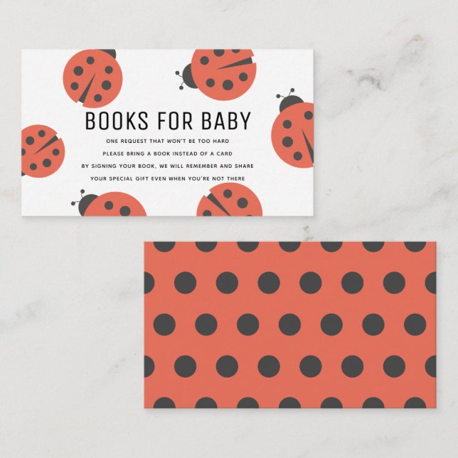 Carte D'accompagnement Little Log Ladybug Livres pour Baby shower Encl (Devant / Derrière)
