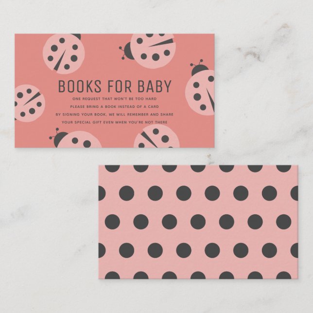 Carte D'accompagnement Little Love Bug Pink Ladybug Livres pour Baby show (Devant / Derrière)