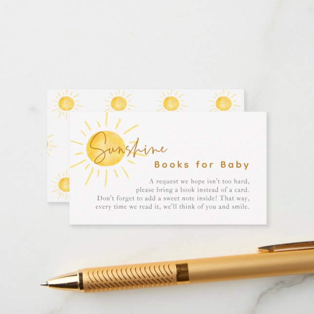 Carte D'accompagnement Little Ray of Sunshine Baby shower Livres pour béb (Devant/Arrière en situation)