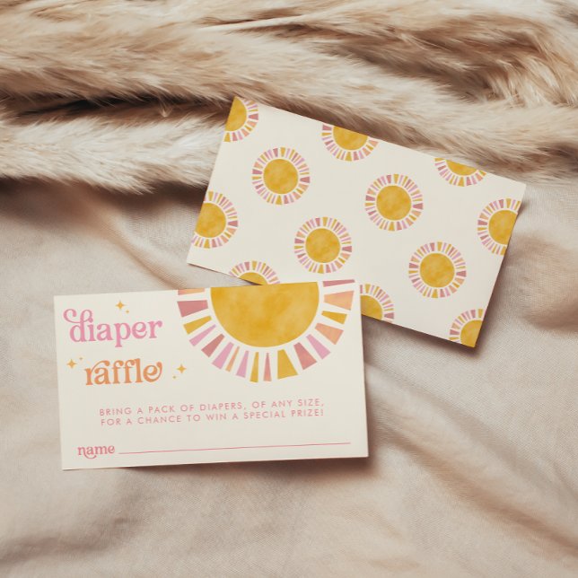 Carte D'accompagnement Little Ray of Sunshine Boho Retro Diaper Raffle (Créateur téléchargé)