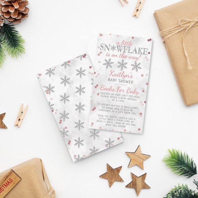 Carte D'accompagnement Little Snowflake Girls Winter Baby shower Book (Créateur téléchargé)