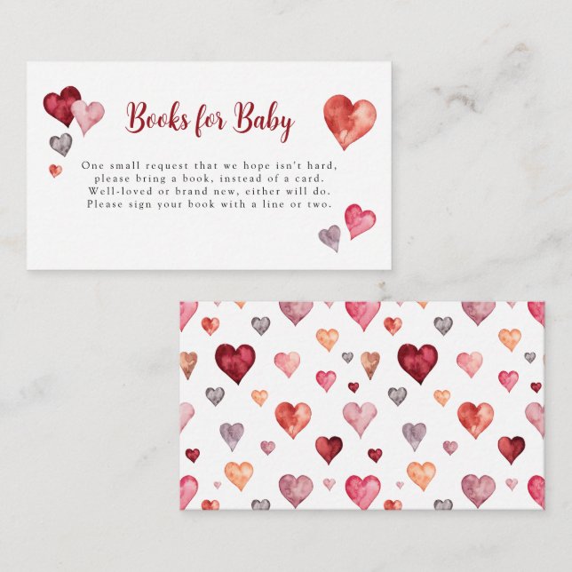 Carte D'accompagnement Little Sweetheart Valentines Coeurs Livres pour bé (Devant / Derrière)