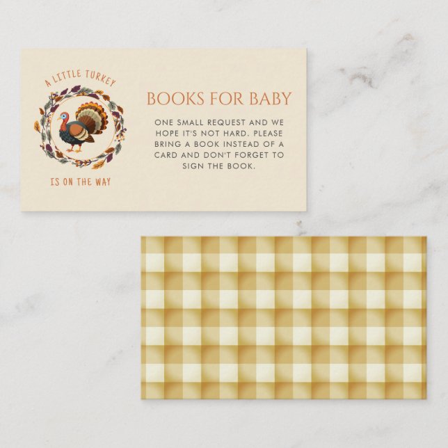 Carte D'accompagnement Little Turkey Livres for Baby Fall Baby shower (Devant / Derrière)