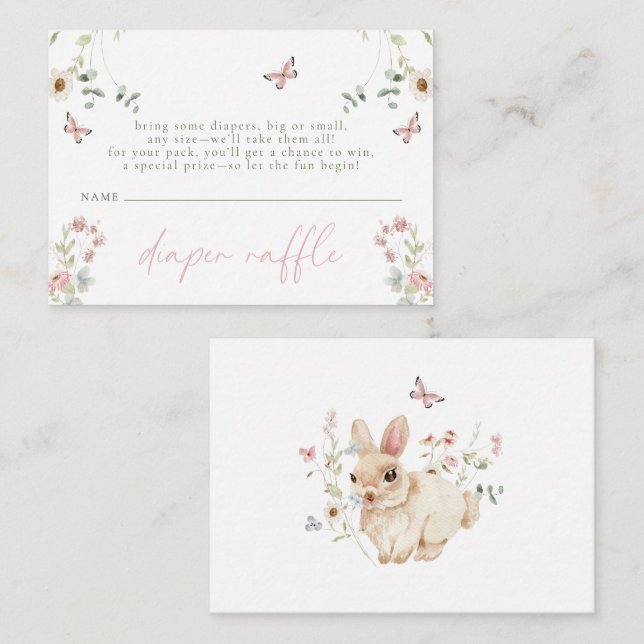 Carte D'accompagnement Little Wildflower Butterfly Girl Baby Shower (Devant / Derrière)