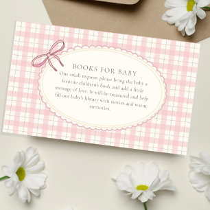 Carte D'accompagnement Livre à carreaux rose pour bébé fille Petit pous