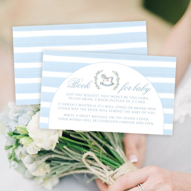 Carte D'accompagnement Livre à cheval bleu pour bébé garçon douche (Créateur téléchargé)