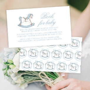 Carte D'accompagnement Livre à cheval bleu pour bébé garçon douche