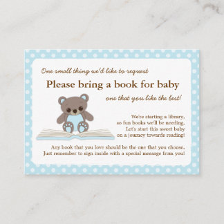 Carte D'accompagnement Livre Baby shower bleu Teddy Insérer une demande