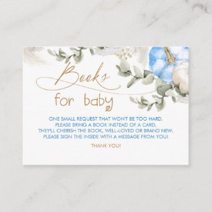 Carte D'accompagnement Livre Baby shower Citrouille Bleu Pour Bébé Demand