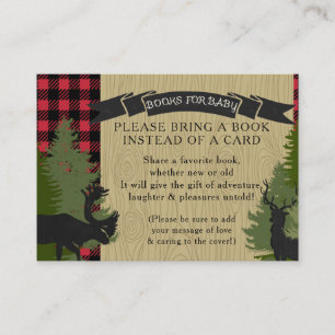 Carte D'accompagnement Livre Bois Baby shower Lumberjack Plaid Deer Moose