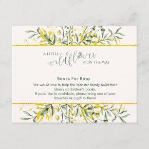 Carte D'accompagnement Livre de Baby Shower Cadre Doré Rustique pour Bébé