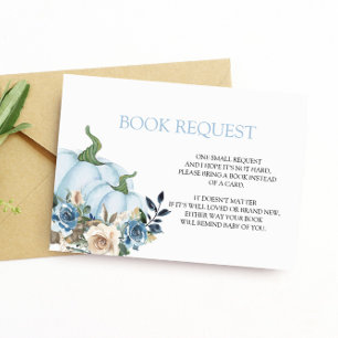 Carte D'accompagnement Livre de Baby shower Citrouille bleu pour bébé