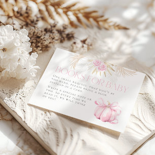 Carte D'accompagnement Livre de Baby shower Citrouille rose Fille Floral