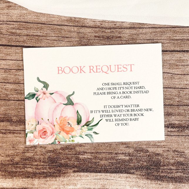 Carte D'accompagnement Livre de Baby shower Citrouille rose pour bébé (Créateur téléchargé)