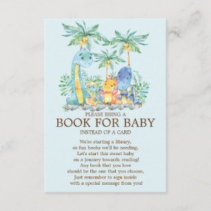 Carte D'accompagnement Livre de Baby shower Cute Dinosaur pour bébé