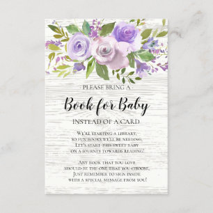 Carte D'accompagnement Livre de Baby shower floral de lavande rustique po