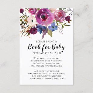 Carte D'accompagnement Livre de Baby shower Floral Plum moderne pour bébé