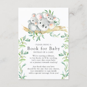 Carte D'accompagnement Livre de Baby shower Koala Bear Twins pour Baby Ca