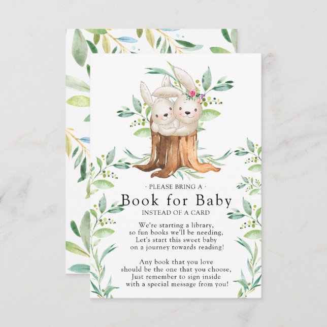 Carte D'accompagnement Livre de Baby shower Maman & Baby Bunny pour Baby  (Devant / Derrière)