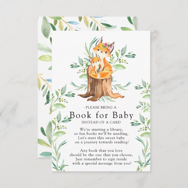 Carte D'accompagnement Livre de Baby shower Maman & Baby Fox pour Baby Ca (Devant / Derrière)
