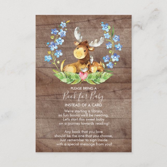 Carte D'accompagnement Livre de Baby shower mignonne d'orignal pour la ca (Devant)