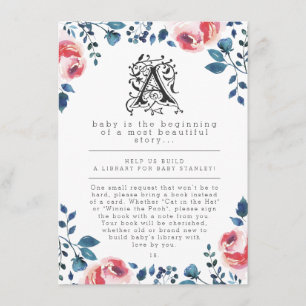 Carte D'accompagnement Livre de contes floral moderne du baby shower