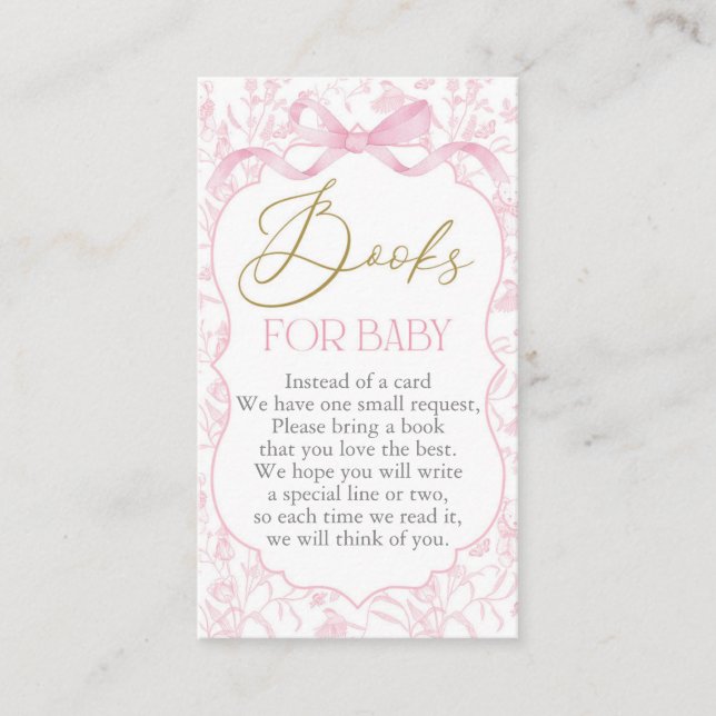 Carte D'accompagnement Livre de fille de Baby shower de cabot rose (Devant)