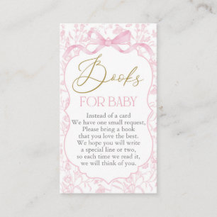 Carte D'accompagnement Livre de fille de Baby shower de cabot rose