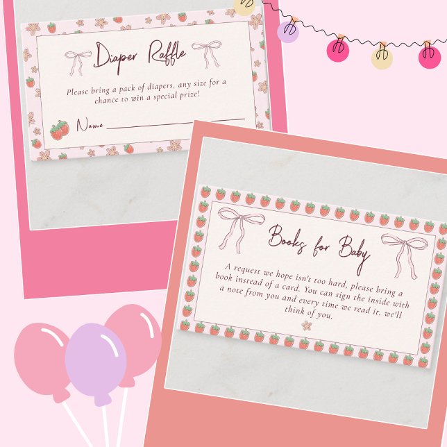 Carte D'accompagnement Livre de fraises pour bébé Baby shower d'été (Créateur téléchargé)