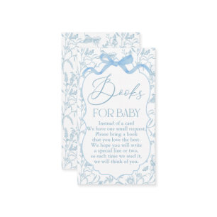 Carte D'accompagnement Livre de Garçon Baby shower Blue Bow