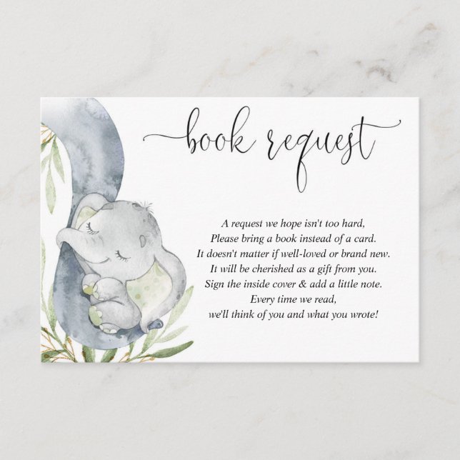 Carte D'accompagnement Livre d'éléphant neutre pour les femmes au lieu de (Devant)