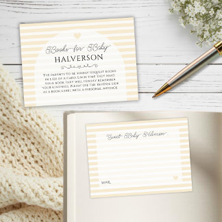 Carte D'accompagnement Livre demandé pour une baby shower jaune moderne