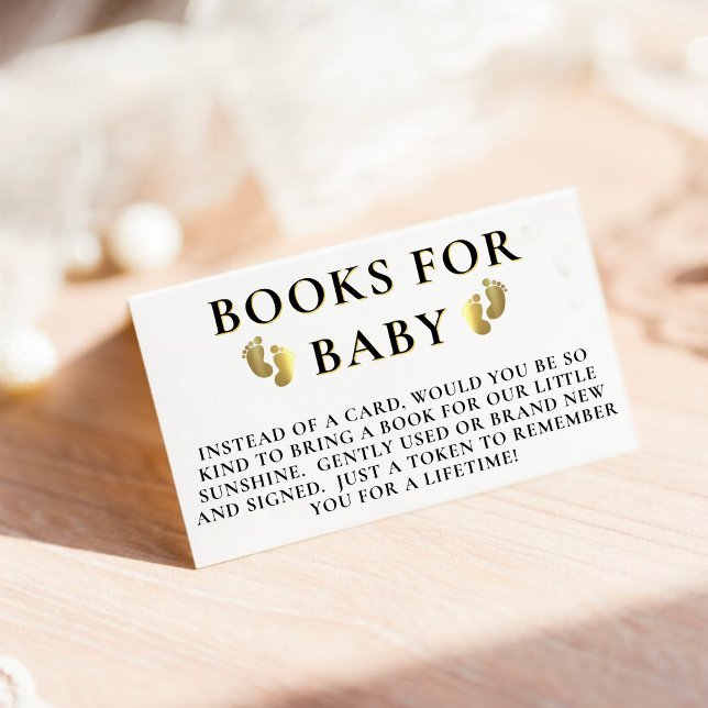 Carte D'accompagnement Livre d'empreintes dorées pour le Baby shower (Golden Footprint Books for Baby Shower Enclosure Card)