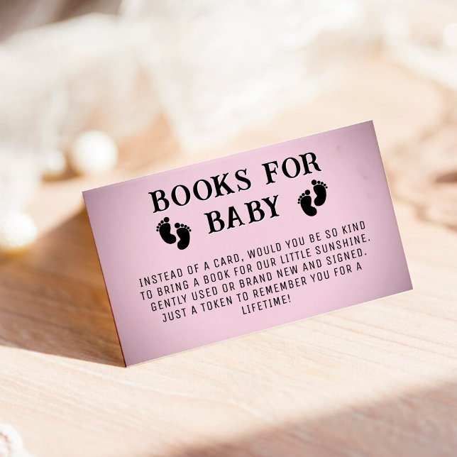 Carte D'accompagnement Livre d'empreintes Pink Vignette pour Baby shower (Pink Vignette Footprint Books for Baby Shower Enclosure Card)