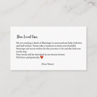 Carte D'accompagnement Livre des Bénédictions Baby shower de l'ours en pe