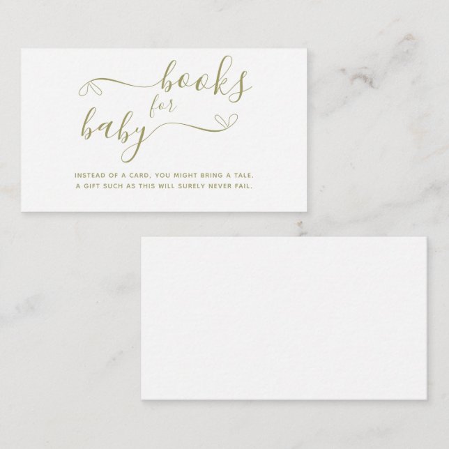Carte D'accompagnement Livre d'histoire Genre Neutre Baby shower Livre po (Devant / Derrière)