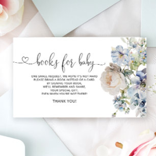 Carte D'accompagnement Livre Floral Moderne Blue Watercolor Pour Bébé