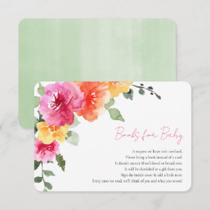 Carte D'accompagnement Livre floral rose orange brillant pour bébé