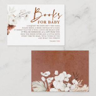 Carte D'accompagnement Livre Floral Terracotta Pour Baby shower Bébé