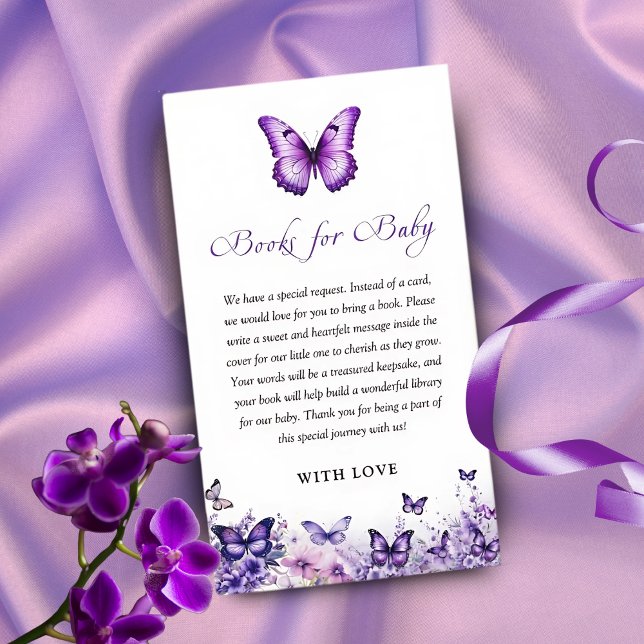 Carte D'accompagnement Livre floral violet pour bébé pour la baby shower  (Créateur téléchargé)