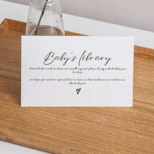 Carte D'accompagnement Livre minimaliste pour le baby shower de demande d
