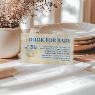 Carte D'accompagnement Livre pour Baby Shower Gingham Jaune Beurre pour G