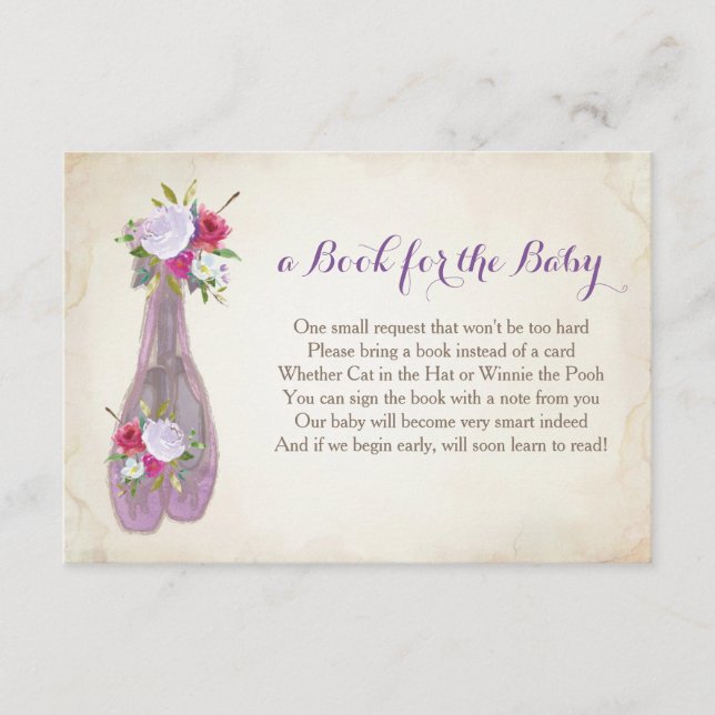 Carte D'accompagnement Livre Pour Le Bébé, Ballet Violet Insertion (Devant)