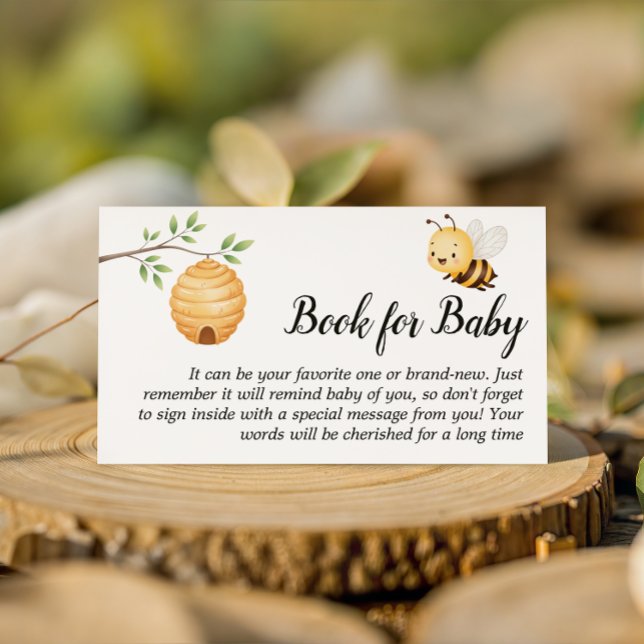 Carte D'accompagnement Livre Rustique Oh Bébé Chérie Abeille Pour Baby Sh (Créateur téléchargé)