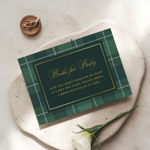 Carte D'accompagnement Livre Tartan Vert Polo Plaid Vintage pour Bébé