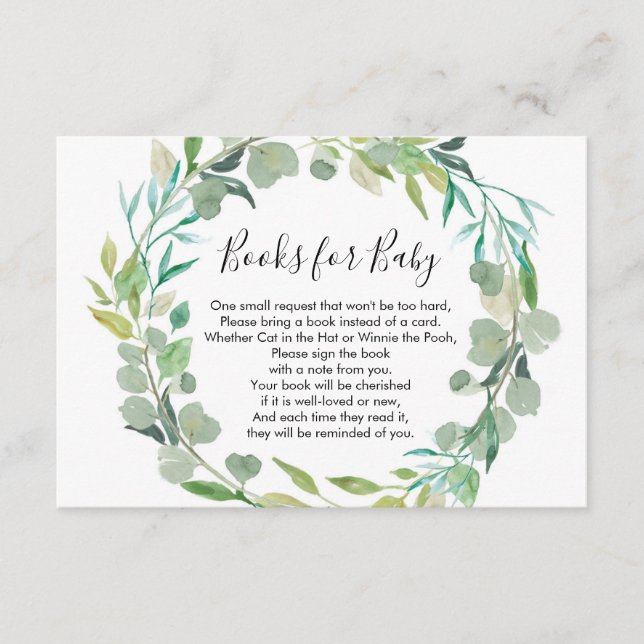 Carte D'accompagnement Livre vert demande des livres pour bébé (Devant)